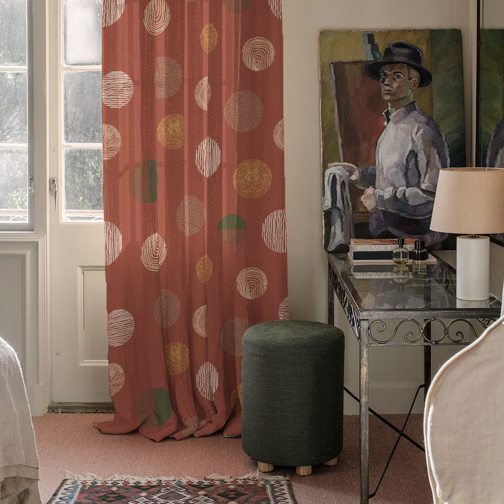Digital Boho Printed Twill Textured Room Darkening Curtains Set Of 2 - DS530D