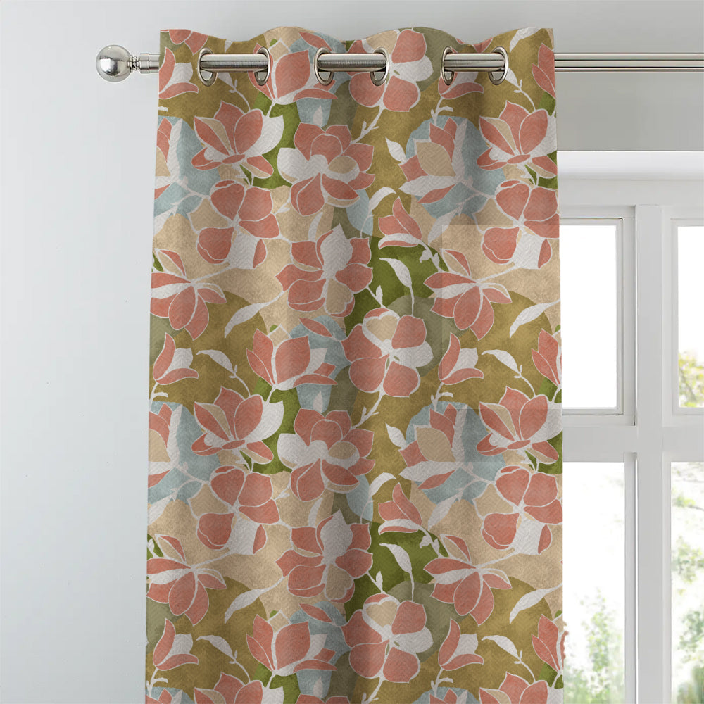 Digital Boho Printed Twill Textured Room Darkening Curtains Set Of 2 - DS531A