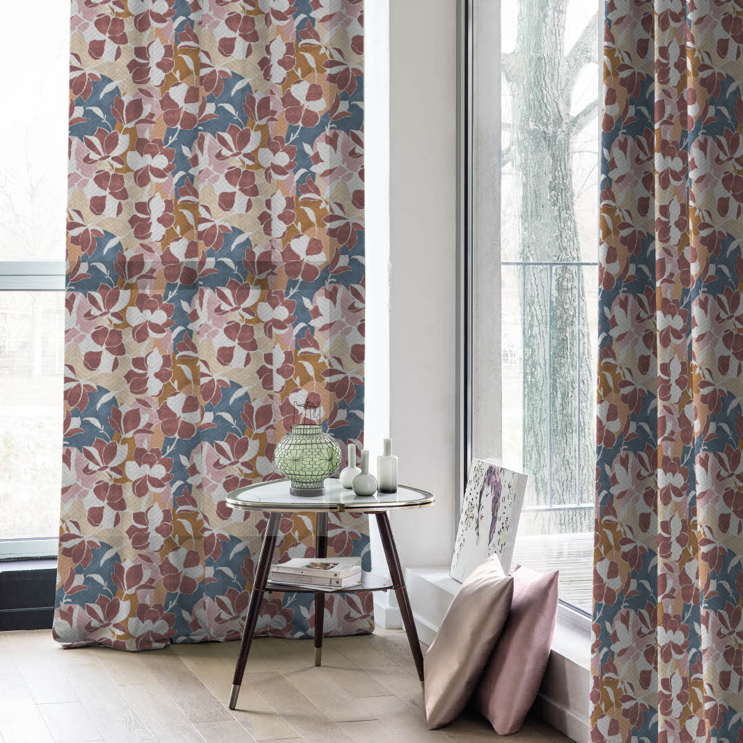 Digital Boho Printed Twill Textured Room Darkening Curtains Set Of 2 - DS531B