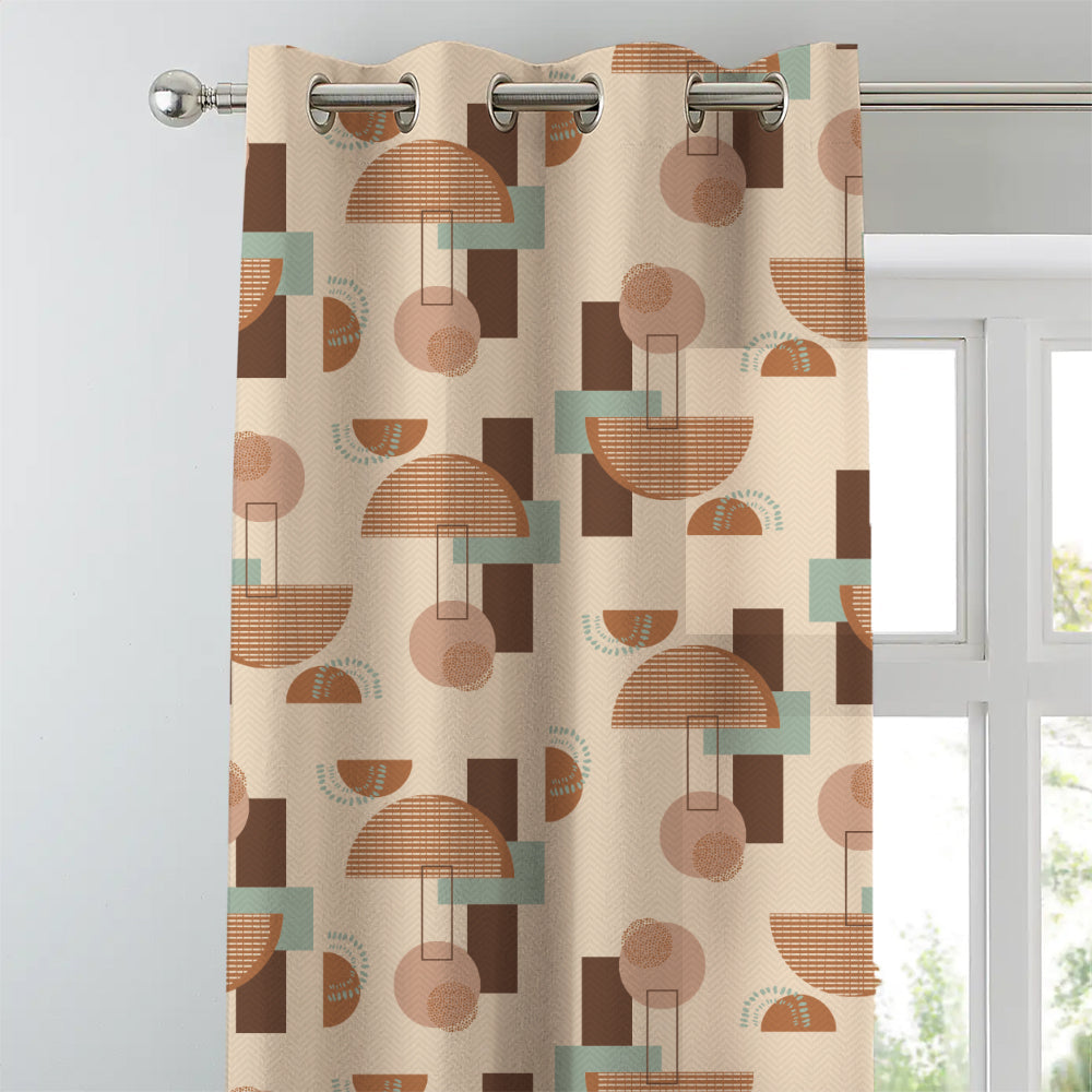 Digital Boho Printed Twill Textured Room Darkening Curtains Set Of 2 - DS532A