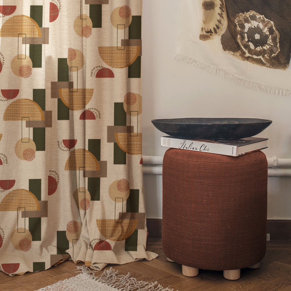 Digital Boho Printed Twill Textured Room Darkening Curtains Set Of 2 - DS532B