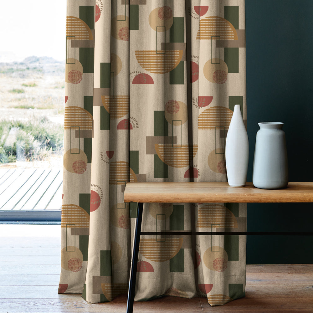Digital Boho Printed Twill Textured Room Darkening Curtains Set Of 2 - DS532B