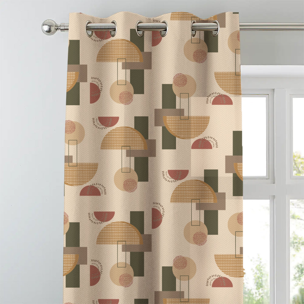 Digital Boho Printed Twill Textured Room Darkening Curtains Set Of 2 - DS532B