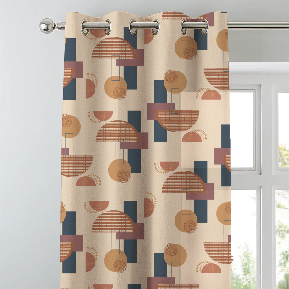 Digital Boho Printed Twill Textured Room Darkening Curtains Set Of 2 - DS532C