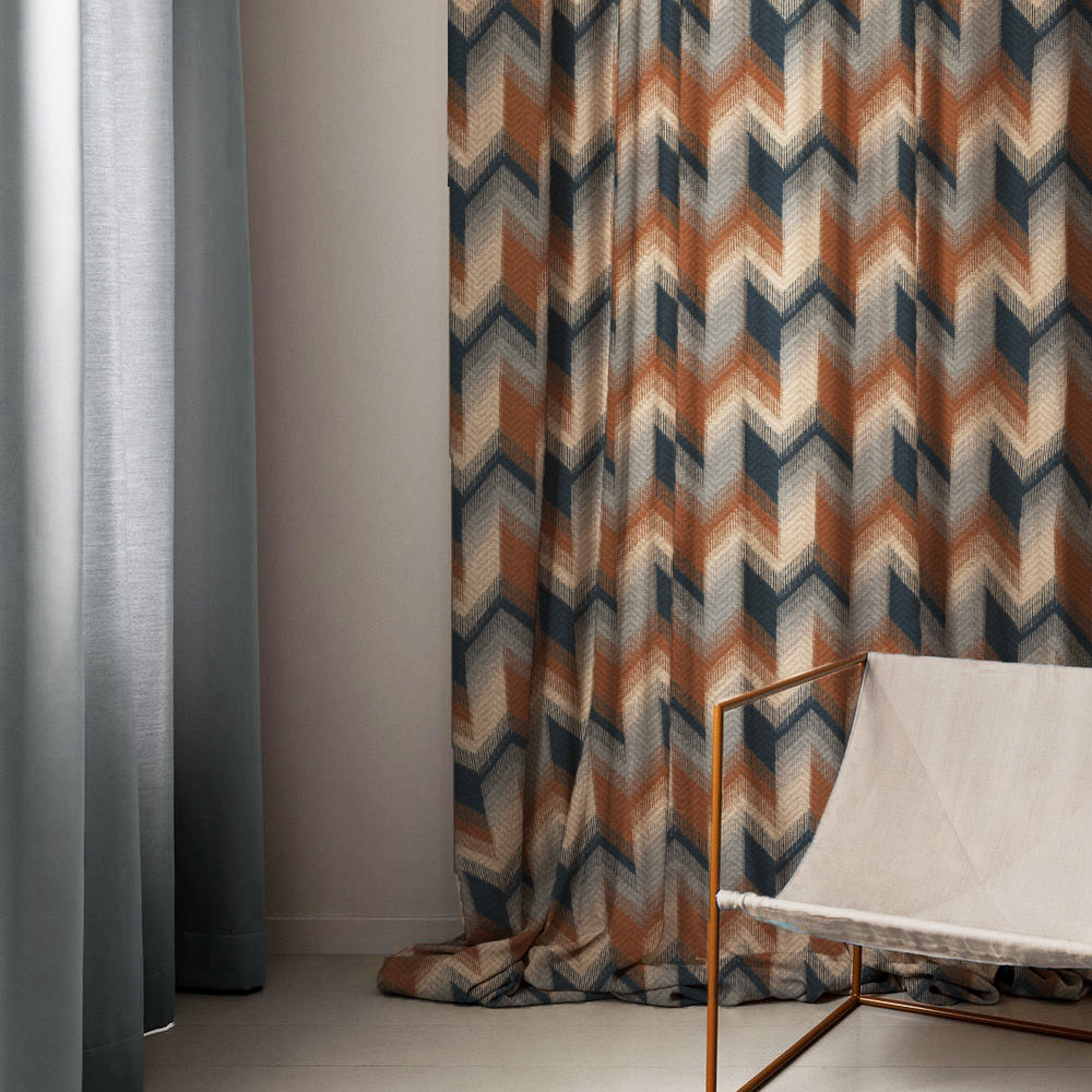 Digital Boho Printed Twill Textured Room Darkening Curtains Set Of 2 - DS533B