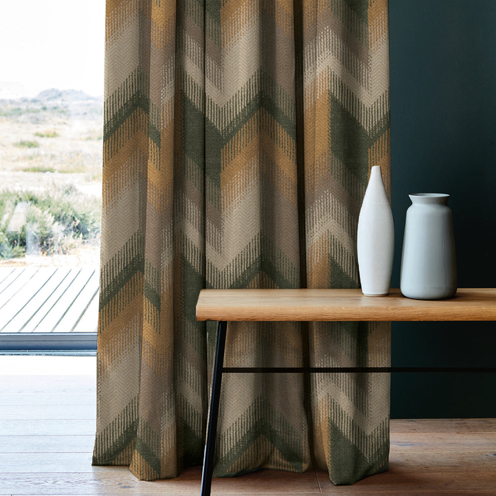 Digital Boho Printed Twill Textured Room Darkening Curtains Set Of 2 - DS533C