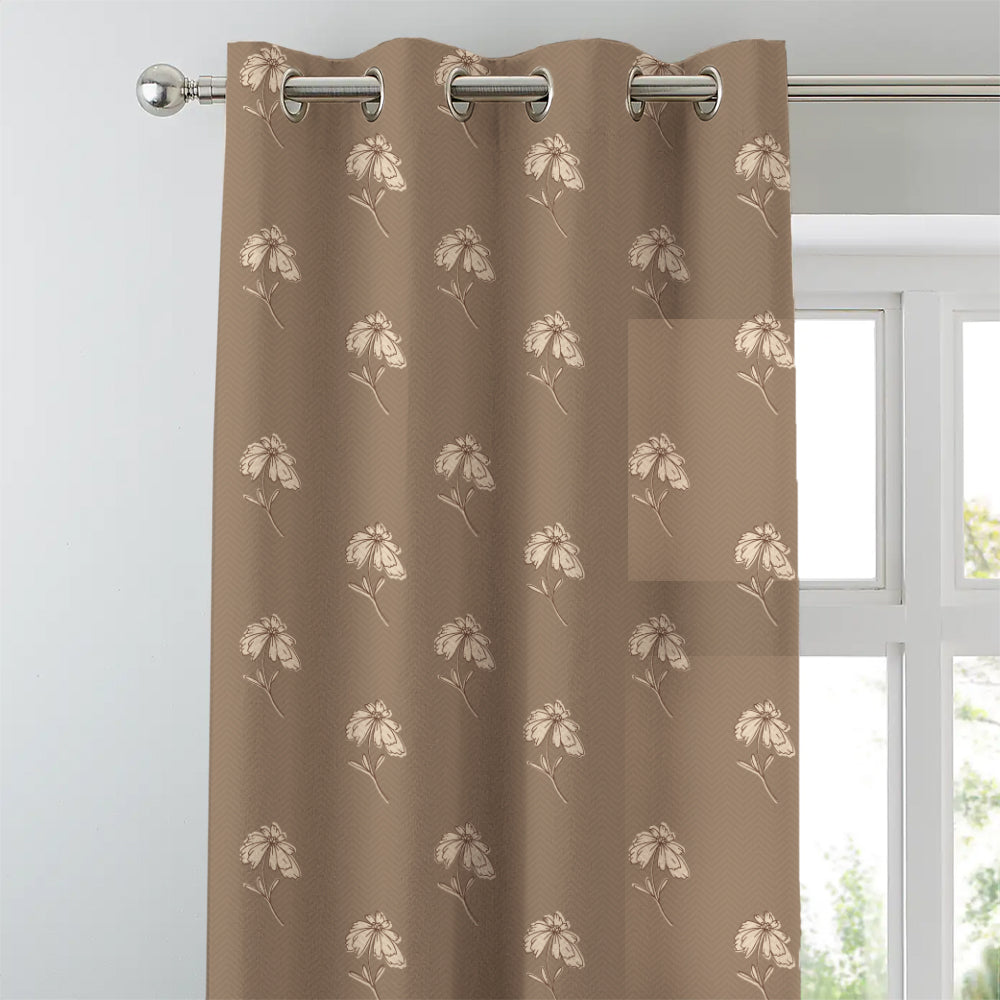 Digital Boho Printed Twill Textured Room Darkening Curtains Set Of 2 - DS534A