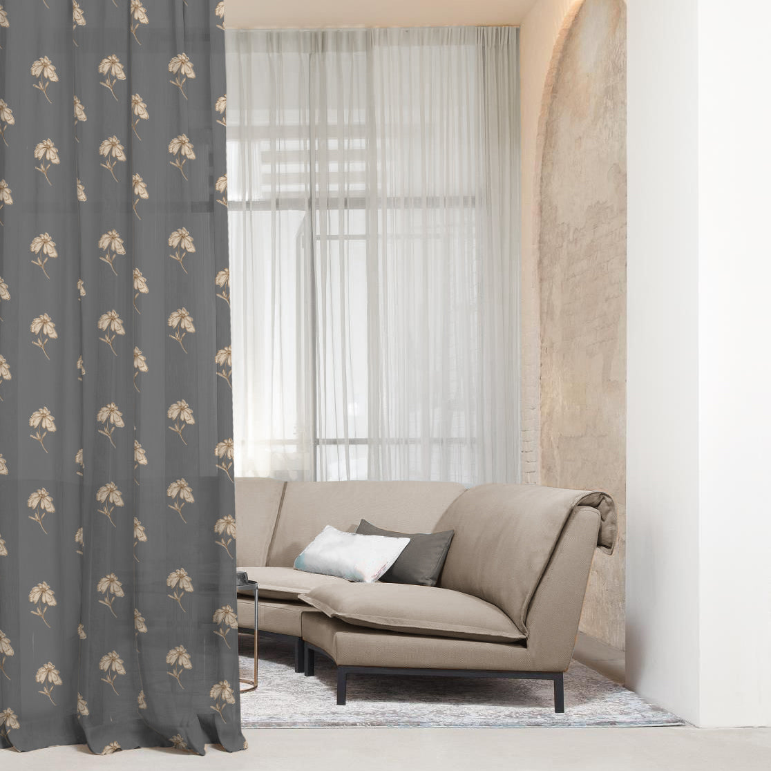 Digital Boho Printed Twill Textured Room Darkening Curtains Set Of 2 - DS534C