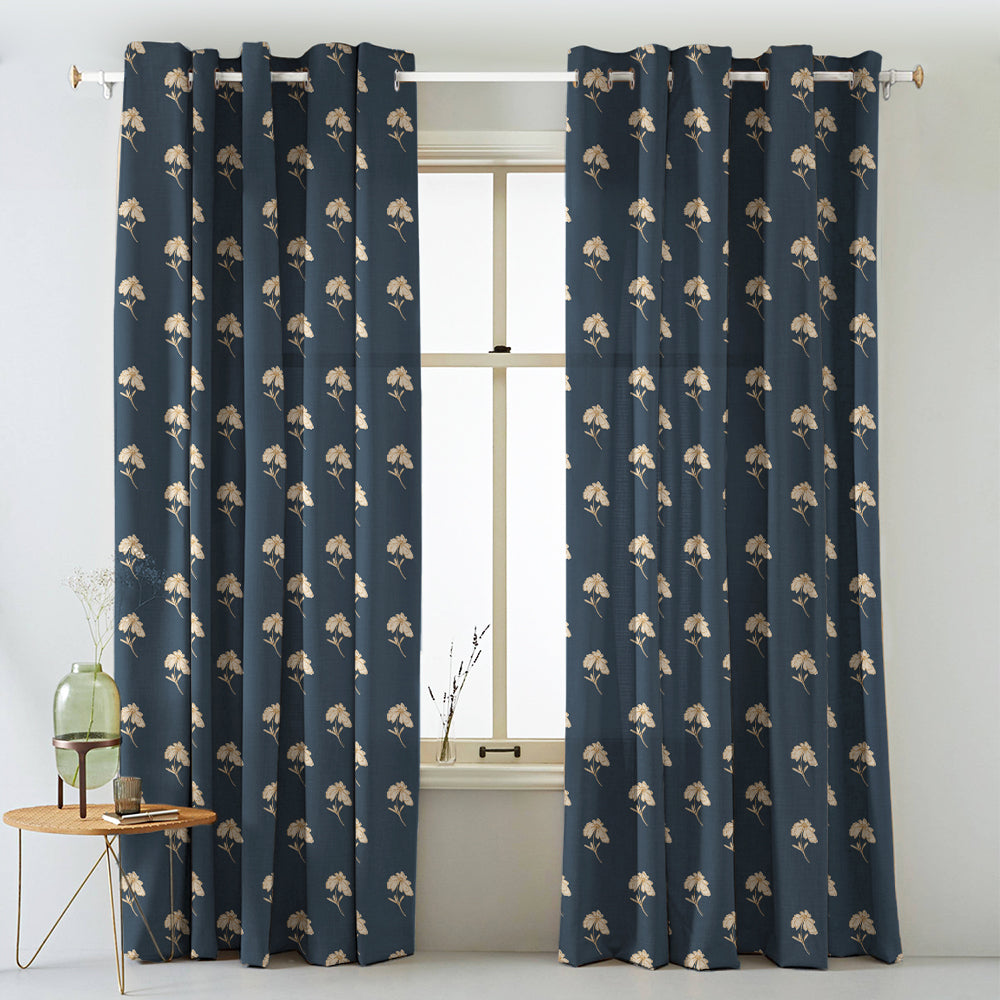 Digital Boho Printed Twill Textured Room Darkening Curtains Set Of 2 - DS534D