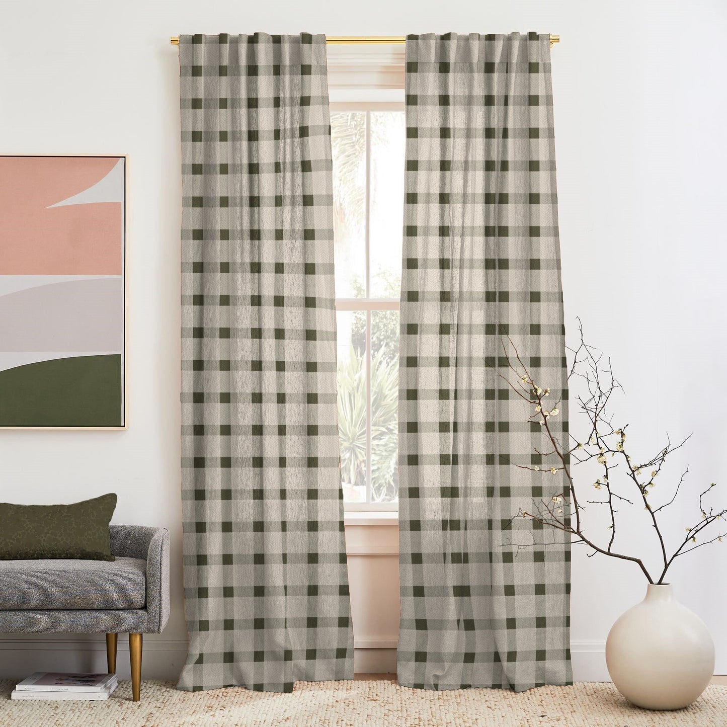 Digital Boho Printed Twill Textured Room Darkening Curtains Set Of 2 - DS535E