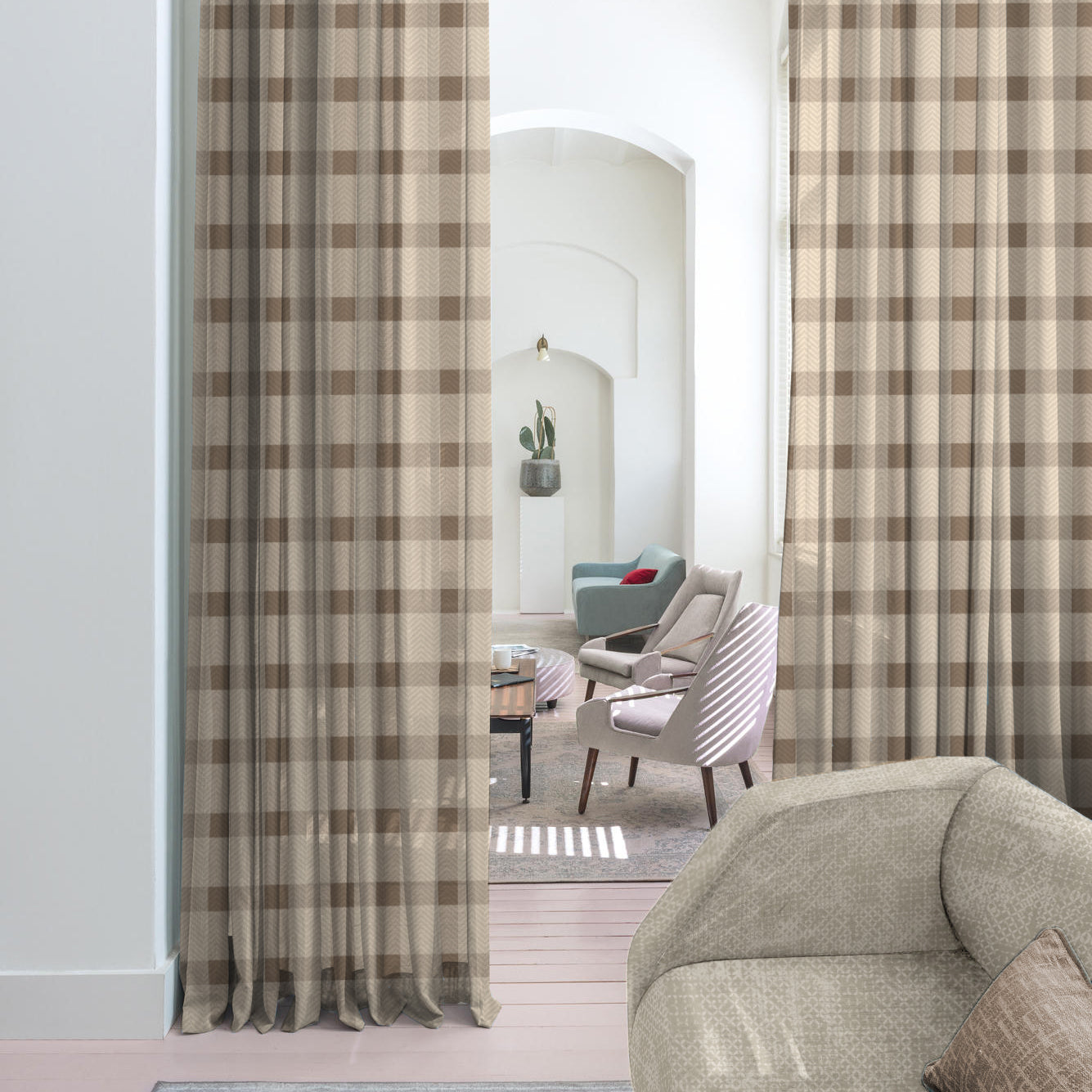 Digital Boho Printed Twill Textured Room Darkening Curtains Set Of 2 - DS535H