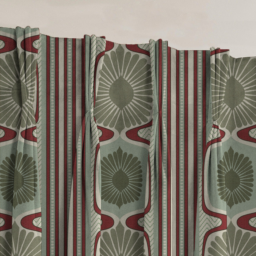 Structured Symmetry Geometric Seafoam Green Velvet Room Darkening Curtains Set Of 2 - (DS546A)
