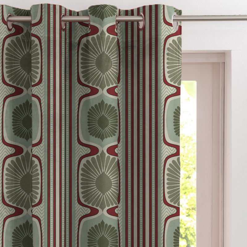Structured Symmetry Geometric Seafoam Green Velvet Room Darkening Curtains Set Of 2 - (DS546A)
