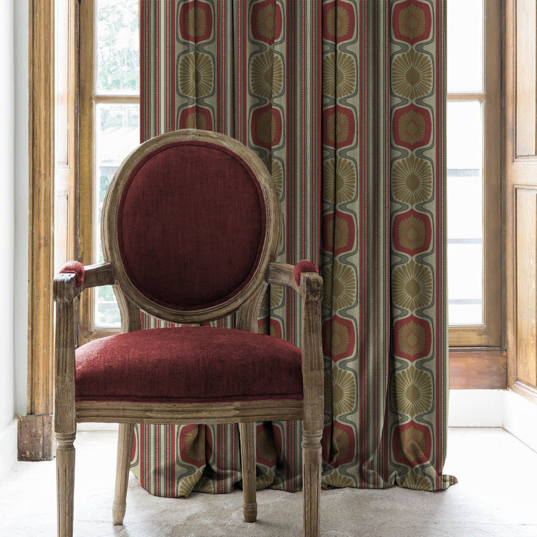 Structured Symmetry Geometric Grass Green Velvet Room Darkening Curtains Set Of 2 - (DS546C)