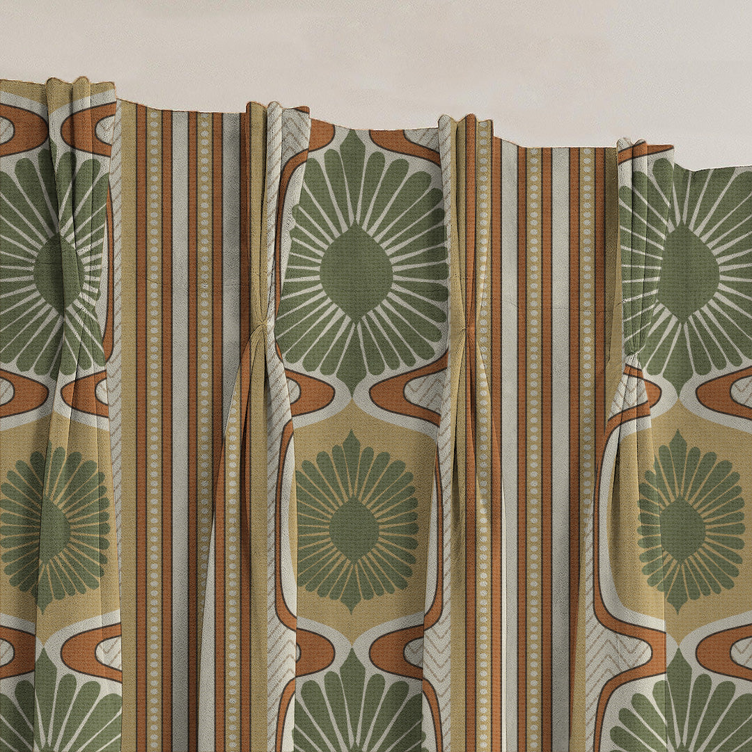 Structured Symmetry Geometric Mustard Yellow Velvet Room Darkening Curtains Set Of 2 - (DS546D)