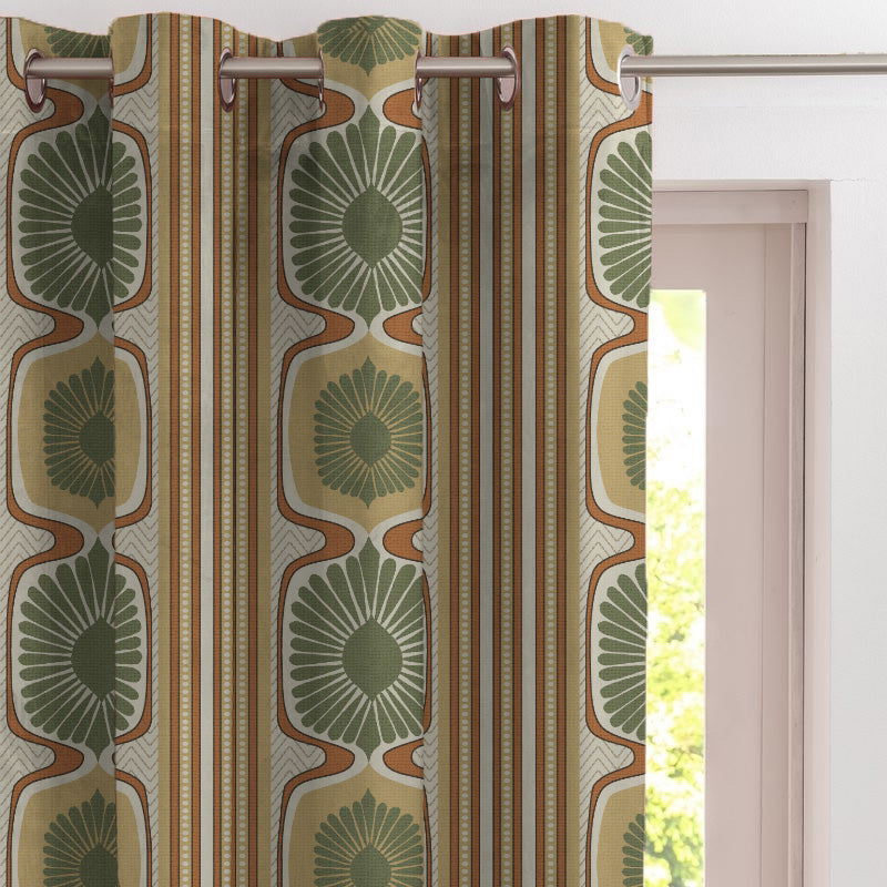 Structured Symmetry Geometric Mustard Yellow Velvet Room Darkening Curtains Set Of 2 - (DS546D)