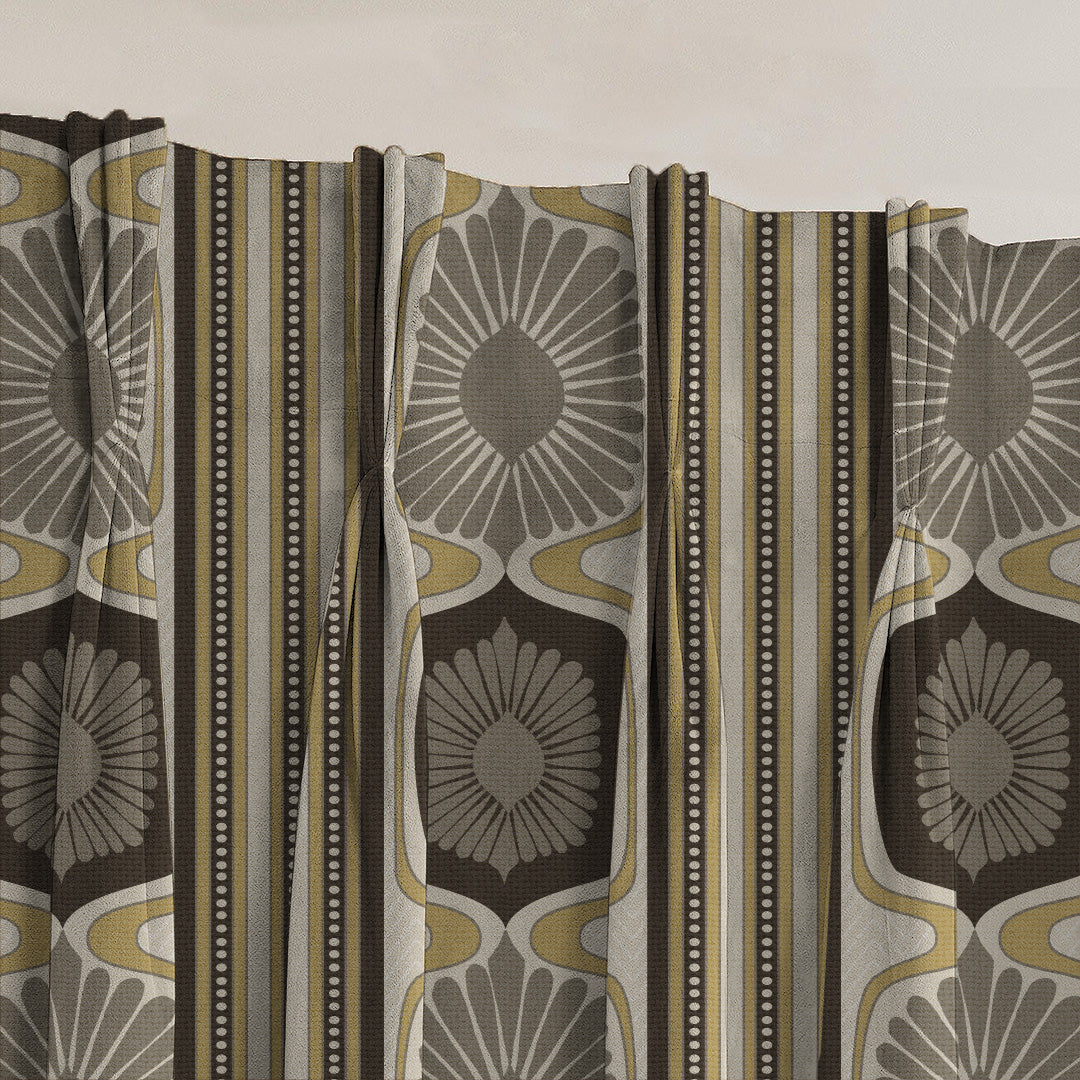 Structured Symmetry Geometric Corn Yellow Velvet Room Darkening Curtains Set Of 2 - (DS546E)