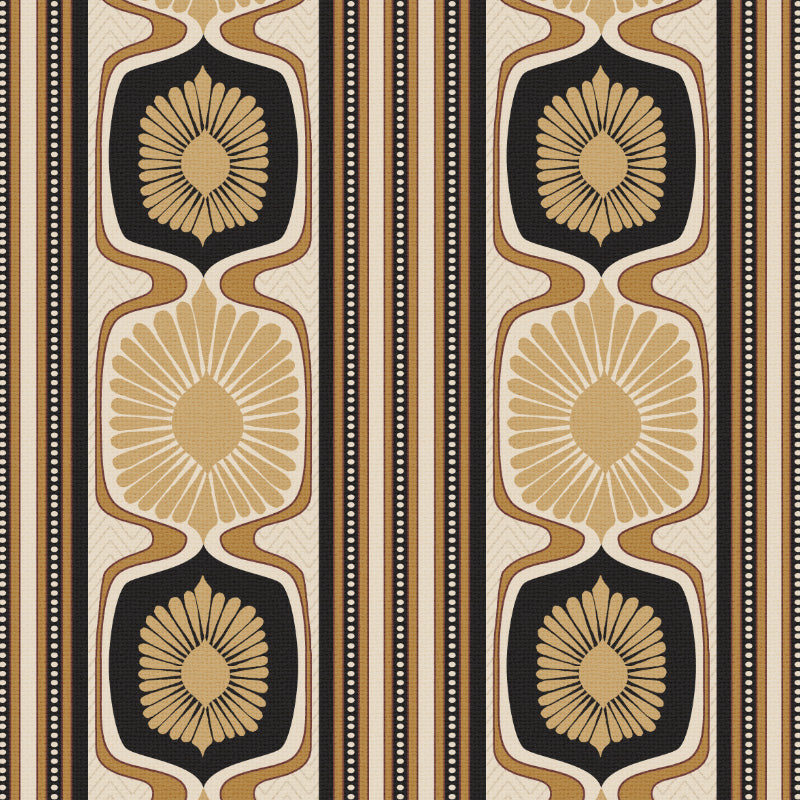Structured Symmetry Geometric Metal Black Velvet Room Darkening Curtains Set Of 2 - (DS546F)