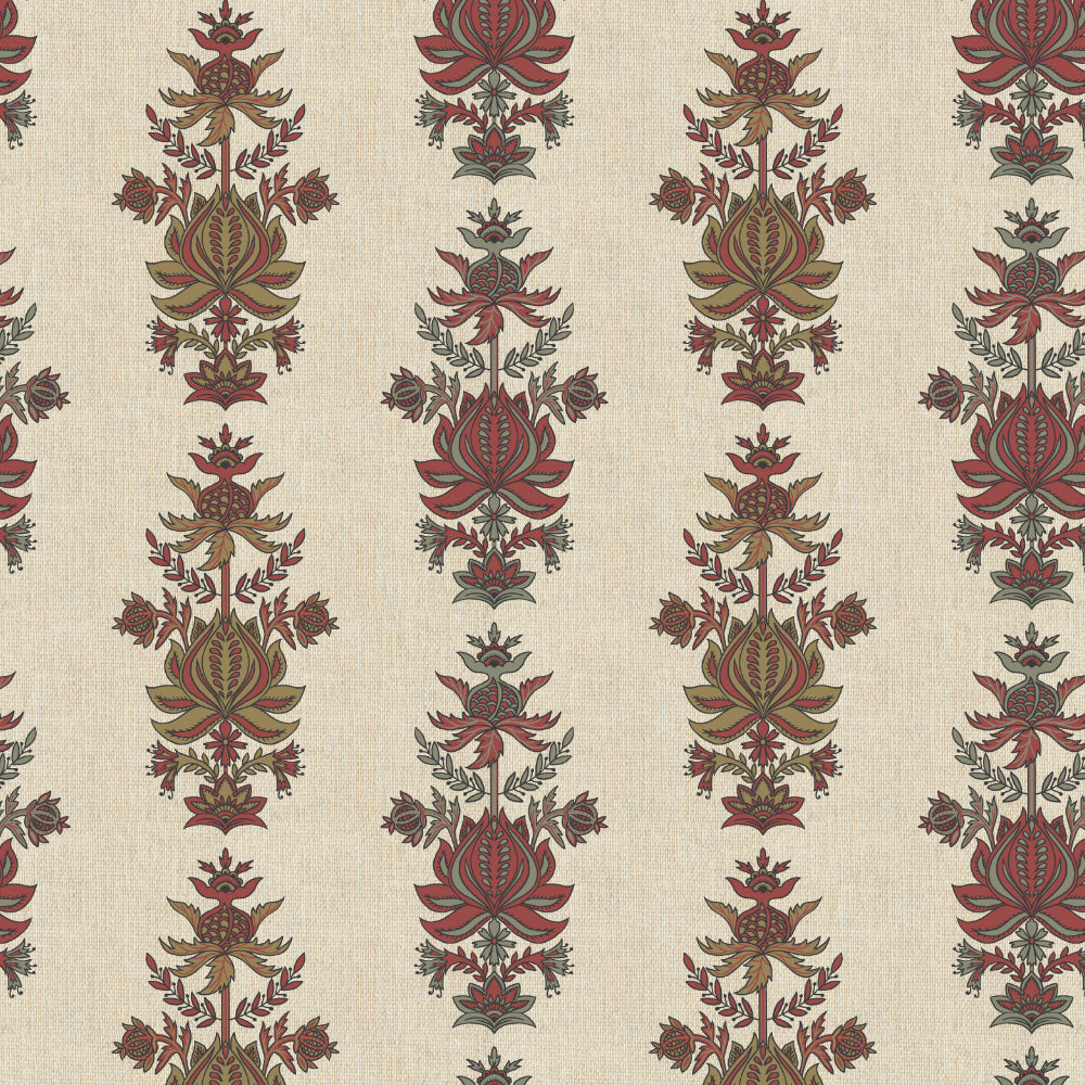 Desi Floral Indie Barn Red Velvet Room Darkening Curtains Set Of 2 - (DS547C)
