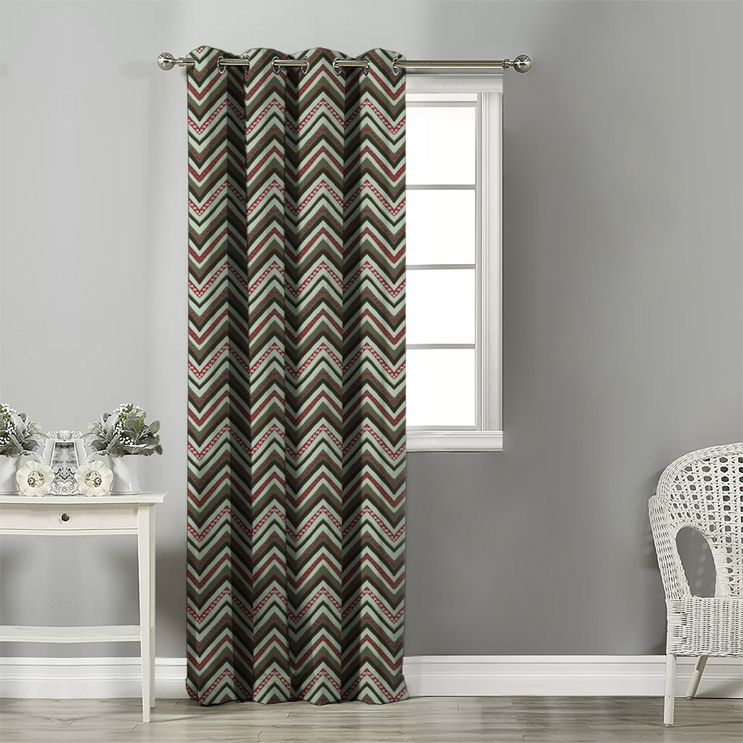 Chevron Harmony Geometric Seafoam Green Velvet Room Darkening Curtains Set Of 1pc - (DS548A)