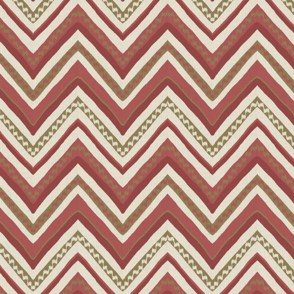 Chevron Harmony Geometric Barn Red Velvet Room Darkening Curtains Set Of 2 - (DS548C)