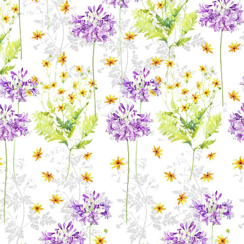 Meadow Melody Floral Lavendar Matte Finish Room Darkening Curtains Set Of 2 - (DS552)