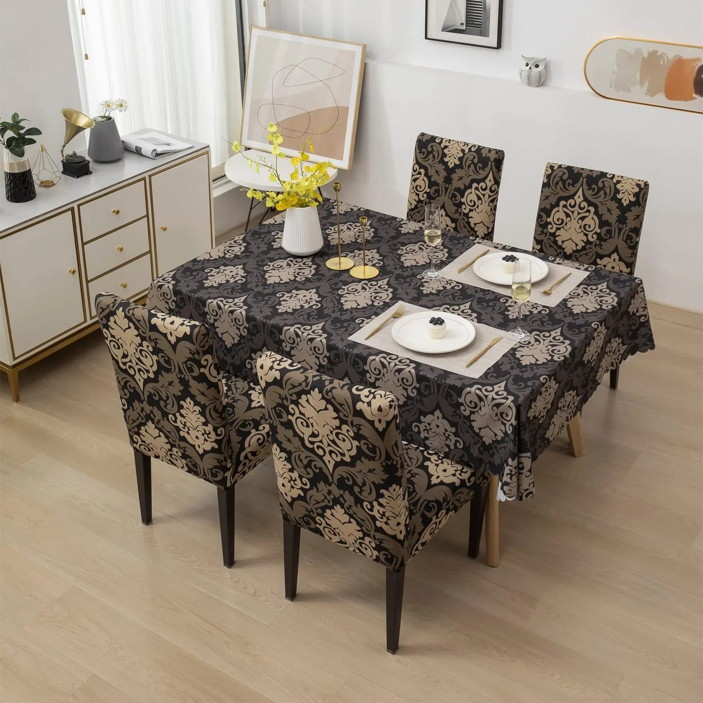 Brown Brocade - Luxury Quality Strechable & Dust-proof Chair & Table Cover