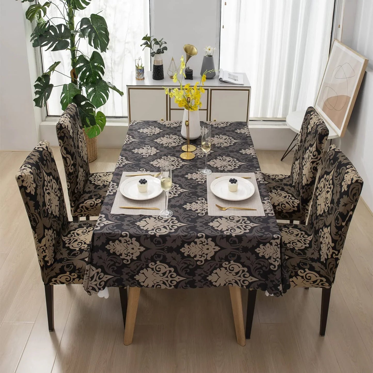 Brown Brocade - Luxury Quality Strechable & Dust-proof Chair & Table Cover