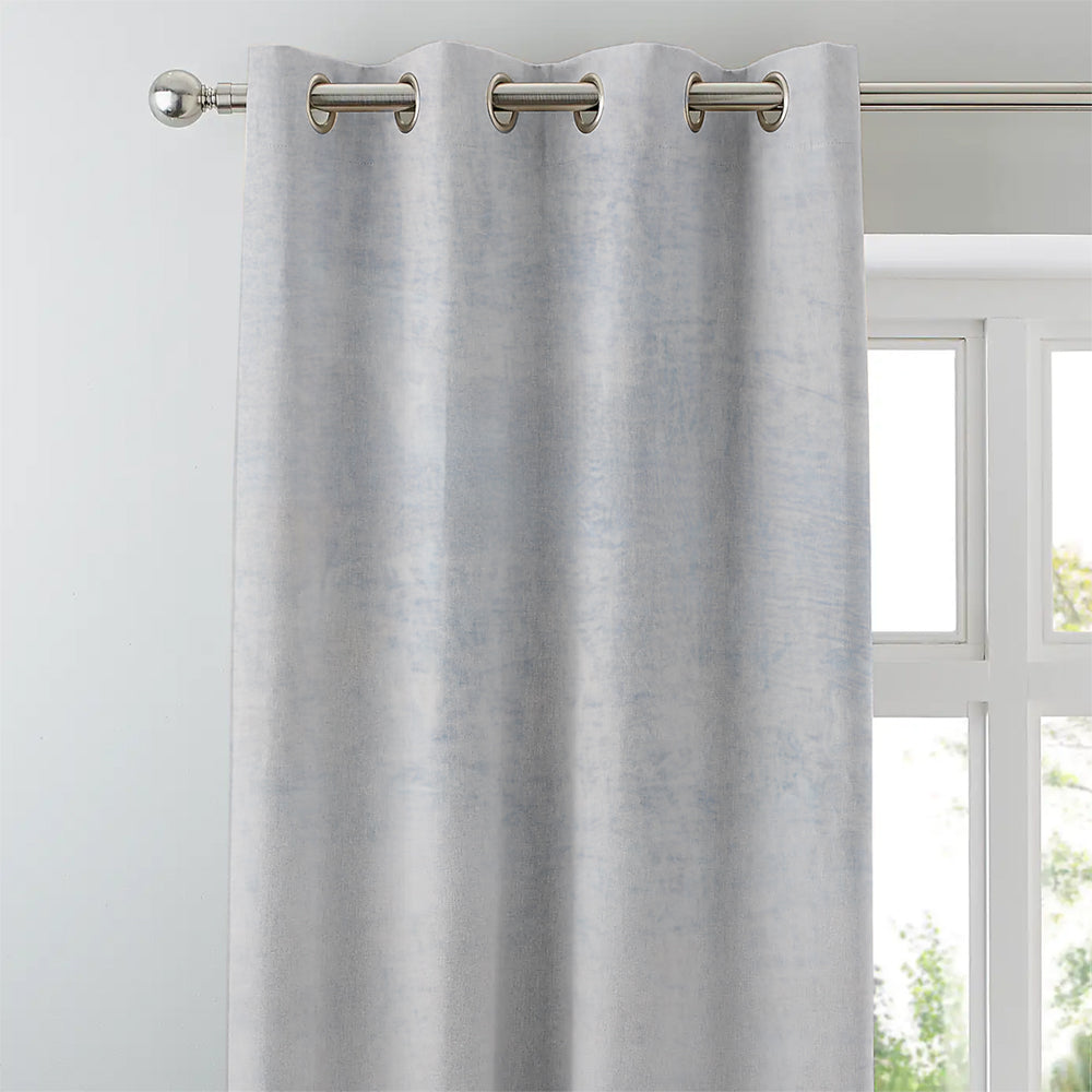 Coastal Calm Geometric Weldon Blue Heavy Satin Room Darkening Curtain Set of 2 - DS604