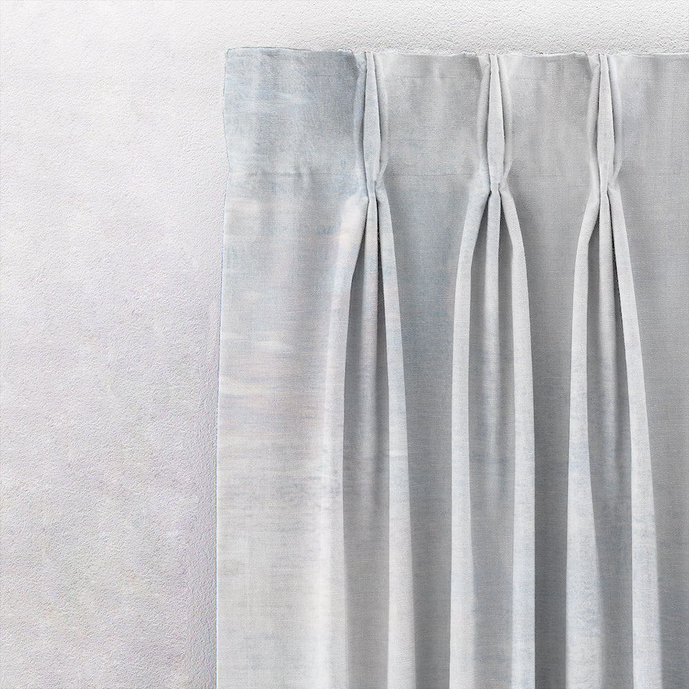 Coastal Calm Geometric Weldon Blue Heavy Satin Room Darkening Curtain Set of 2 - DS604