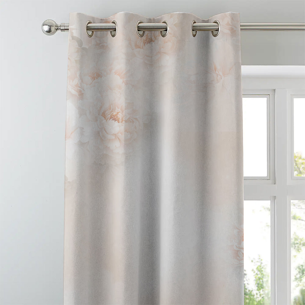 Summer Blush Floral Chestnut Pink Heavy Satin Room Darkening Curtain Set of 2 - DS607