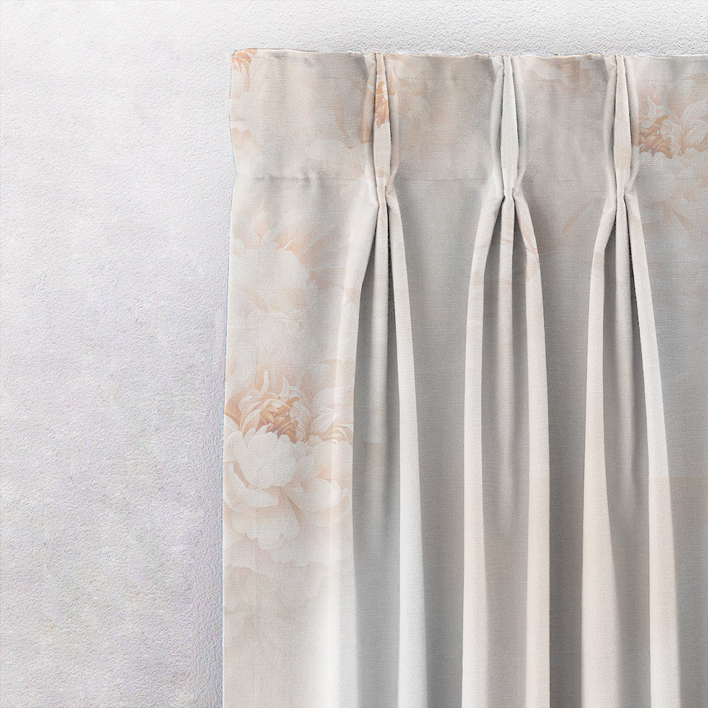 Summer Blush Floral Chestnut Pink Heavy Satin Room Darkening Curtain Set of 2 - DS607