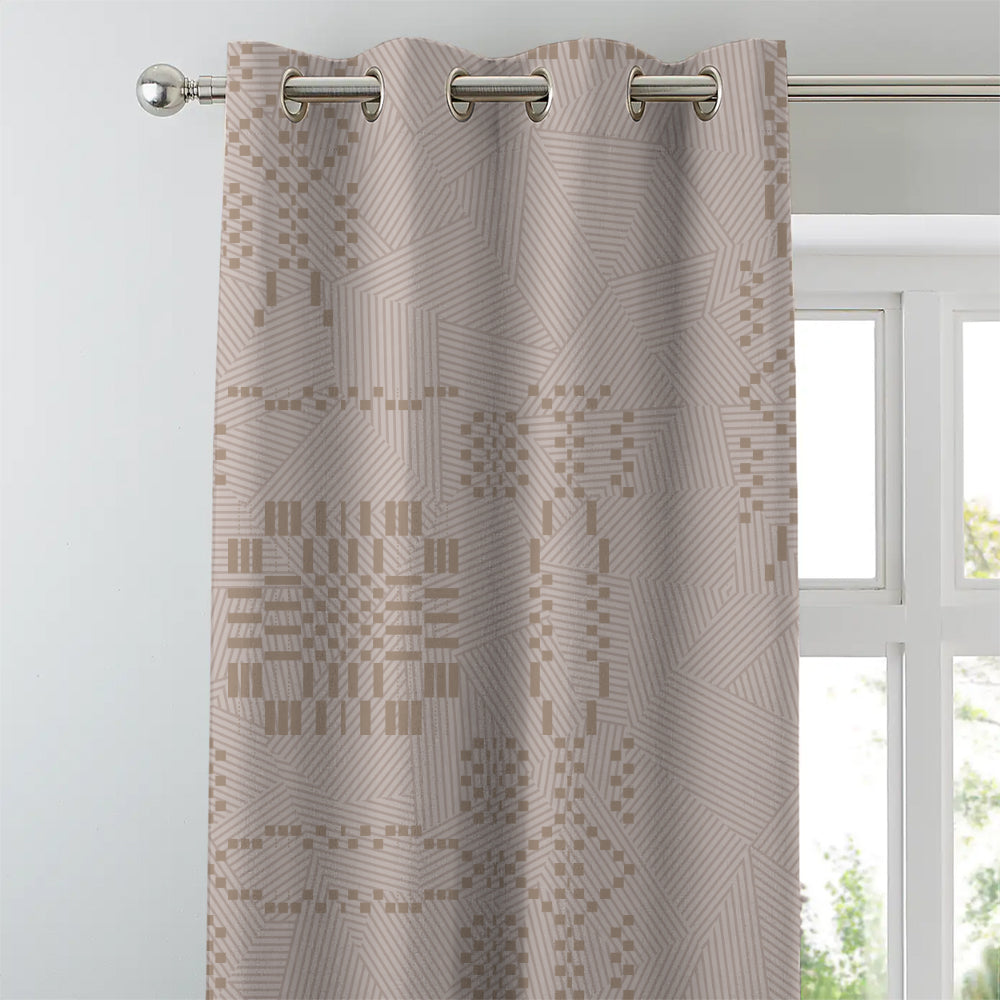 Sahara Lines Geometric Pastel Pink Heavy Satin Room Darkening Curtain Set of 2 - DS610