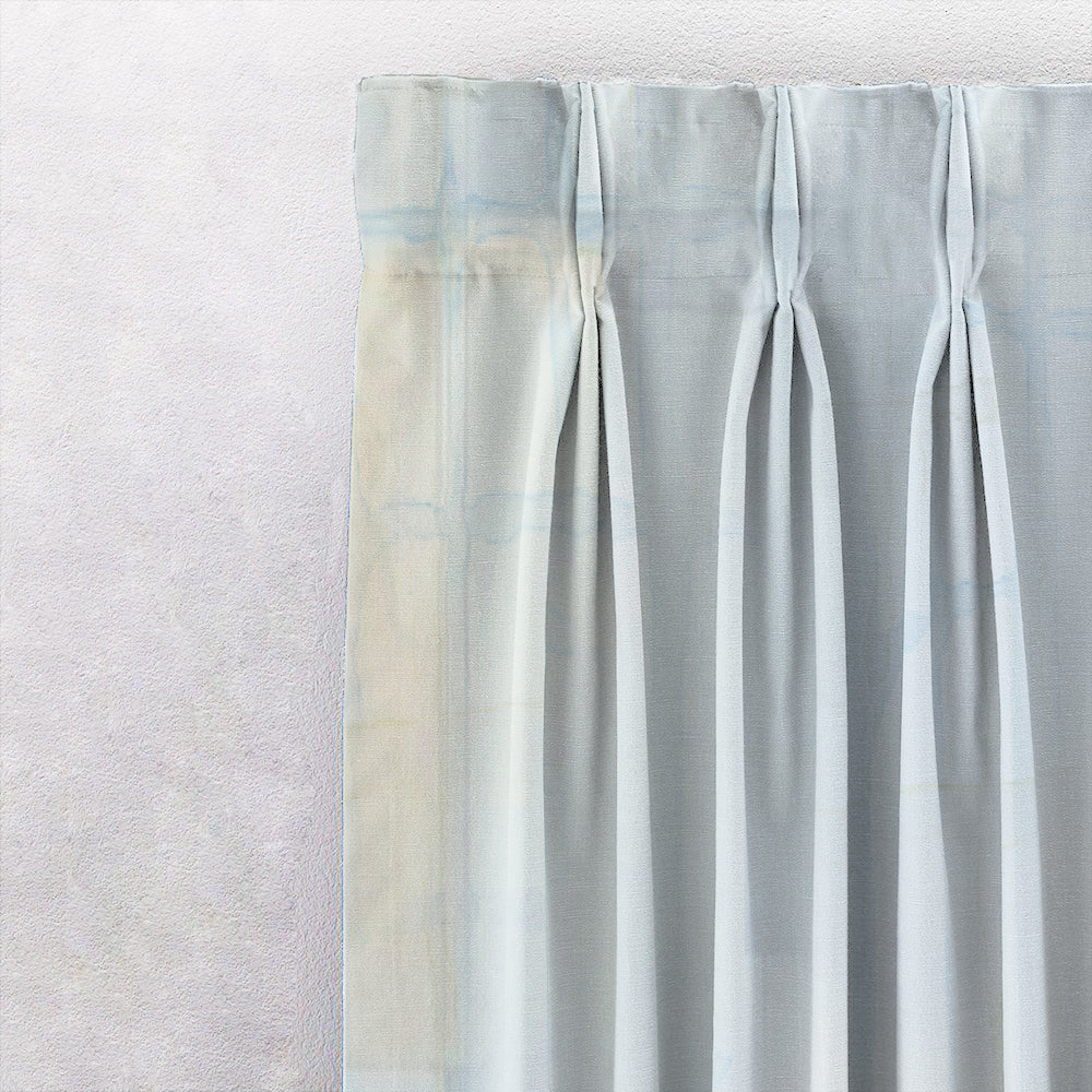 Misty Horizon Floral Columbia Blue Heavy Satin Room Darkening Curtain Set of 2 - DS611