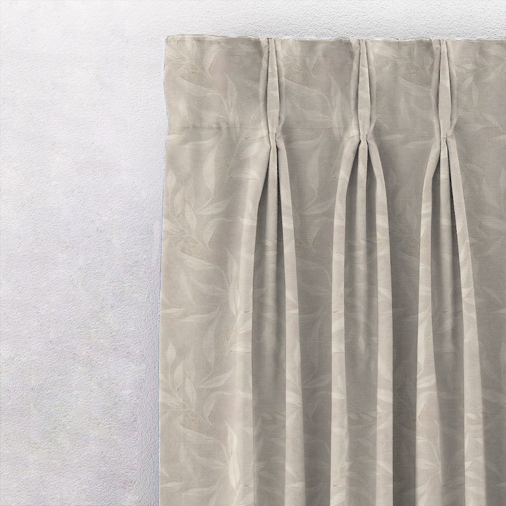 Bloomscape Floral Vanilla Beige Heavy Satin Room Darkening Curtain Set of 2 - DS614
