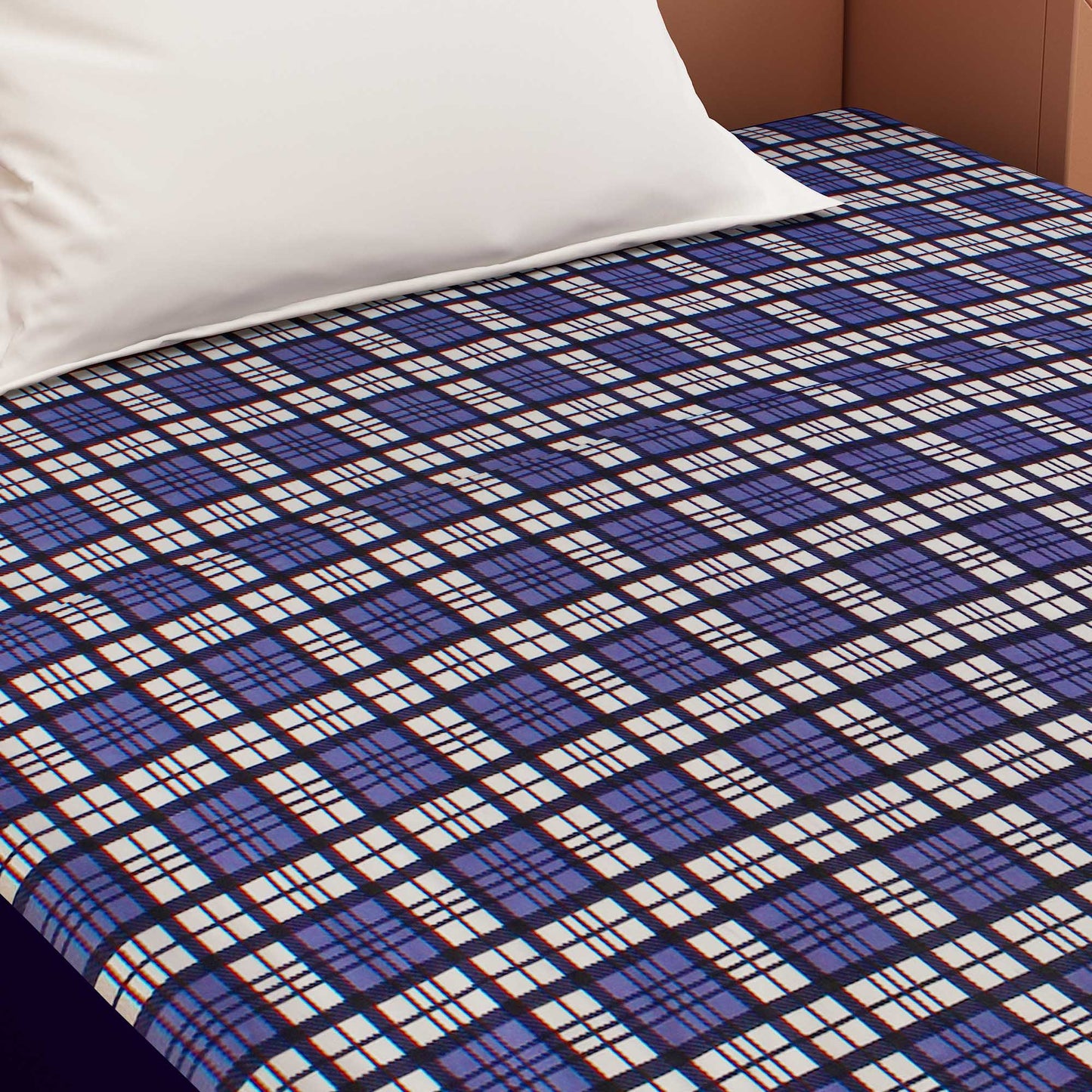 Waterproof Mattress Protector with 360 Degree Elastic Strap, Luxury Terry Printed (Blue, Available in 16 Sizes)