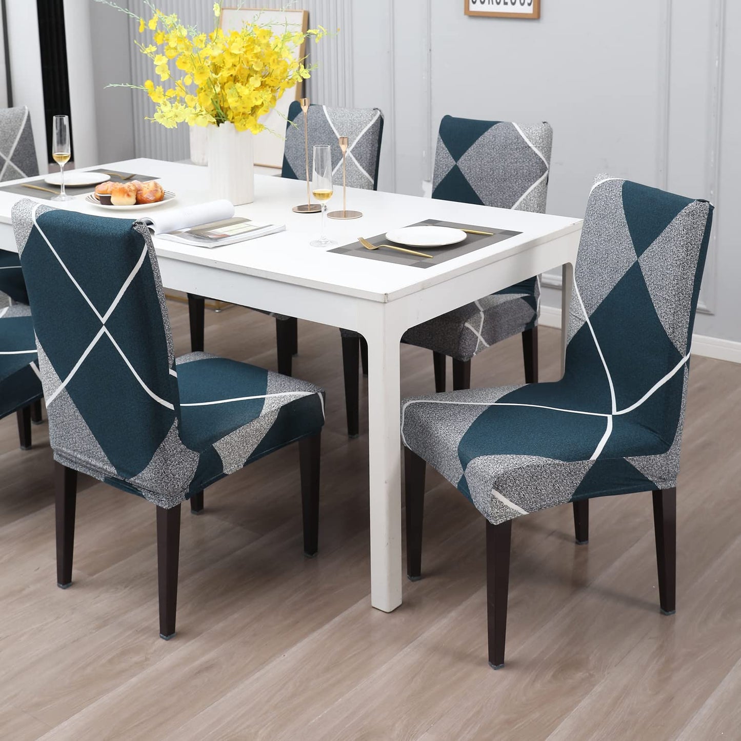 Checkerplaid Blue - Chair Table Covers