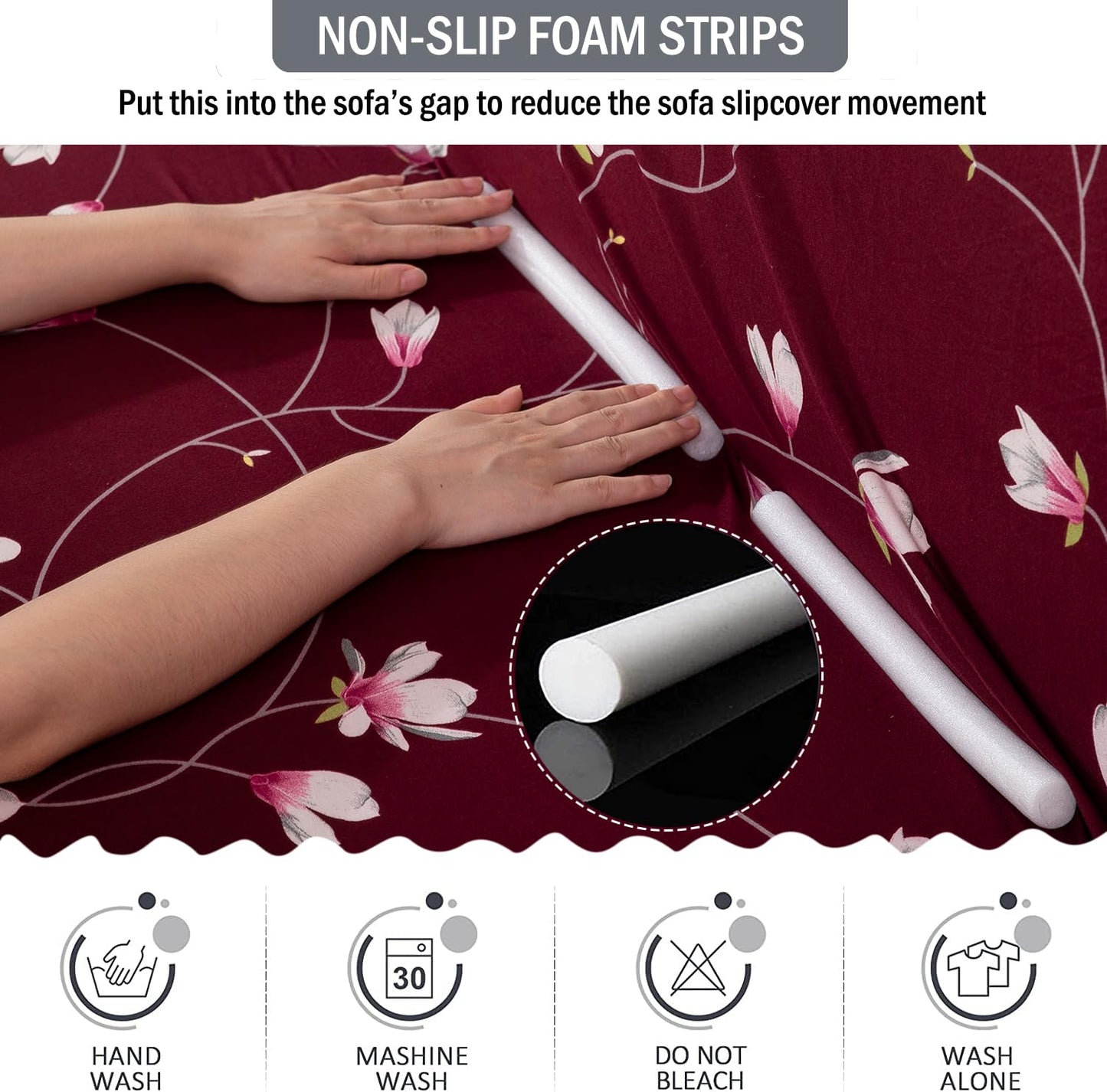 L Shape Sofa Cover-Floral Maroon - Luxury Quality Strechable & Dust-proof Sofa Cover