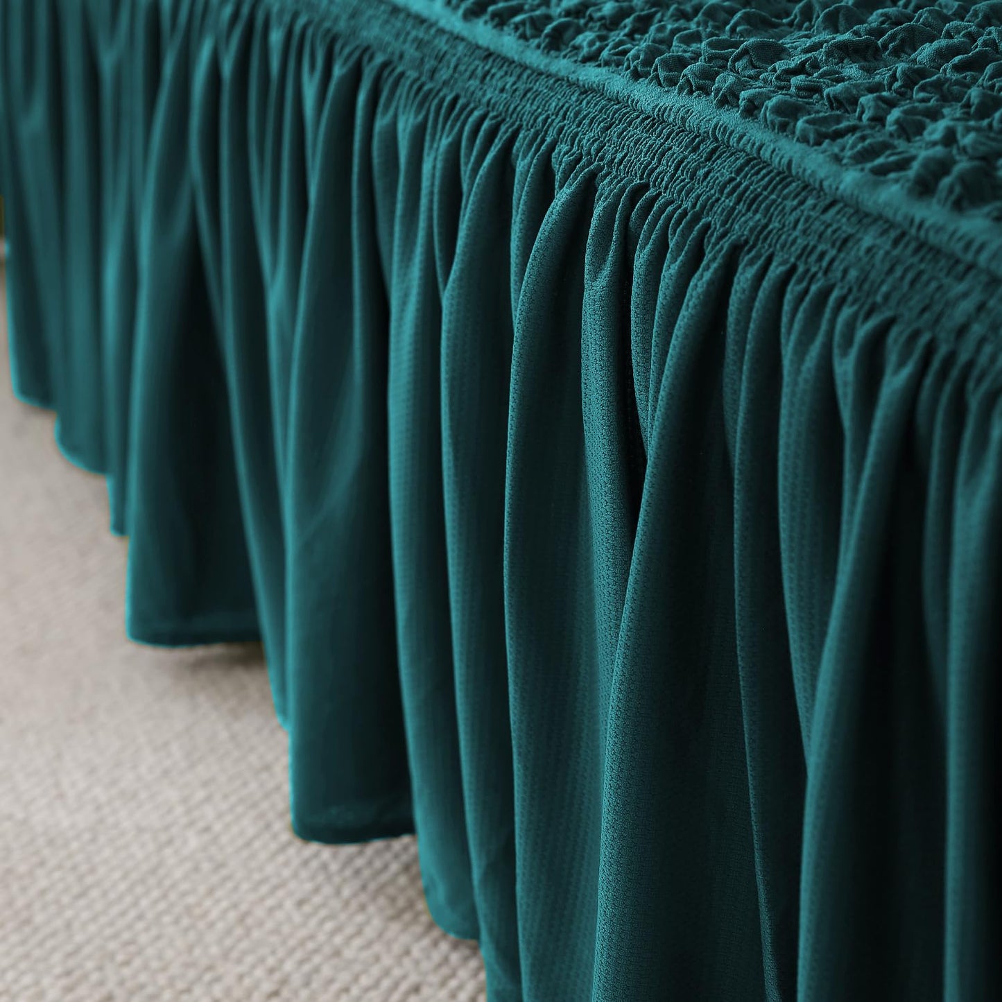 Elastic Stretchable Bubble Sofa Cover with Frill, Teal