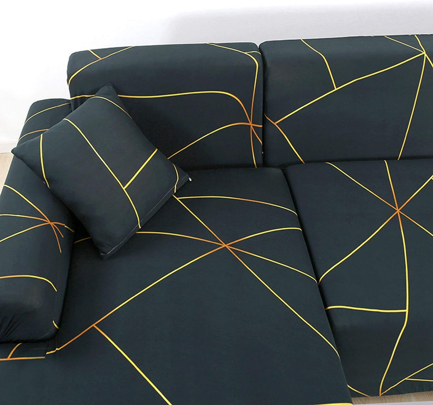 L Shape Sofa Cover- Prism Gold - Luxury Quality Strechable & Dust-proof Sofa Cover