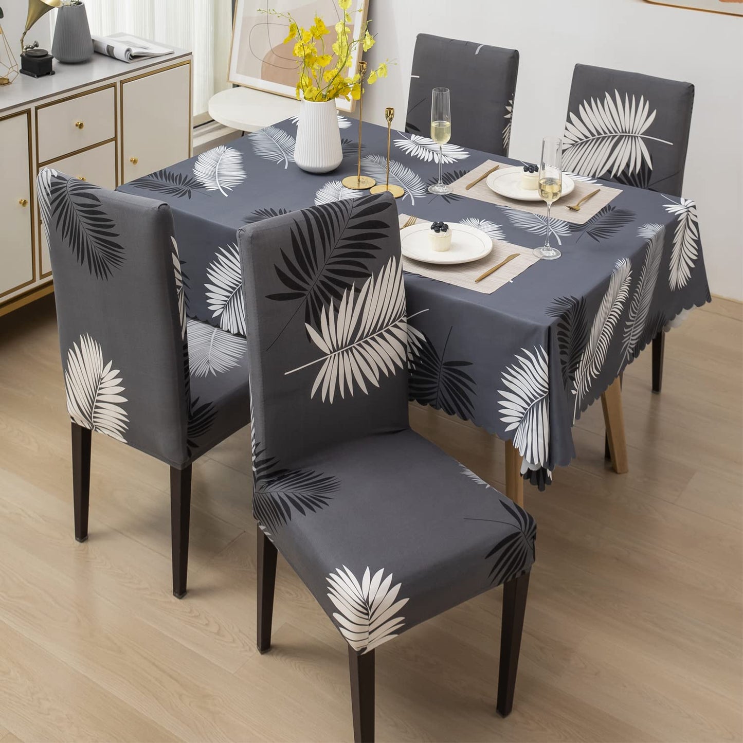 Charcoal Fern Chair Table Covers