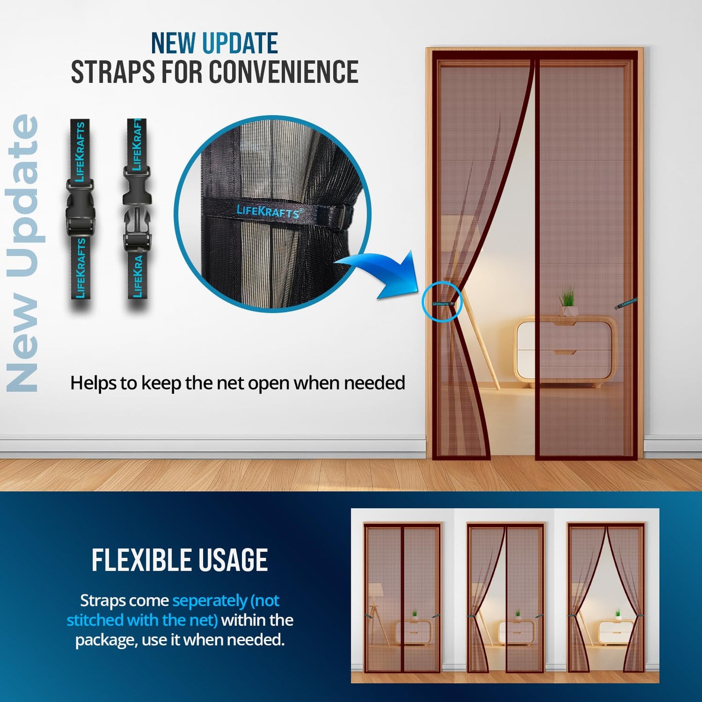 Fiberglass Door Mosquito Net - Brown