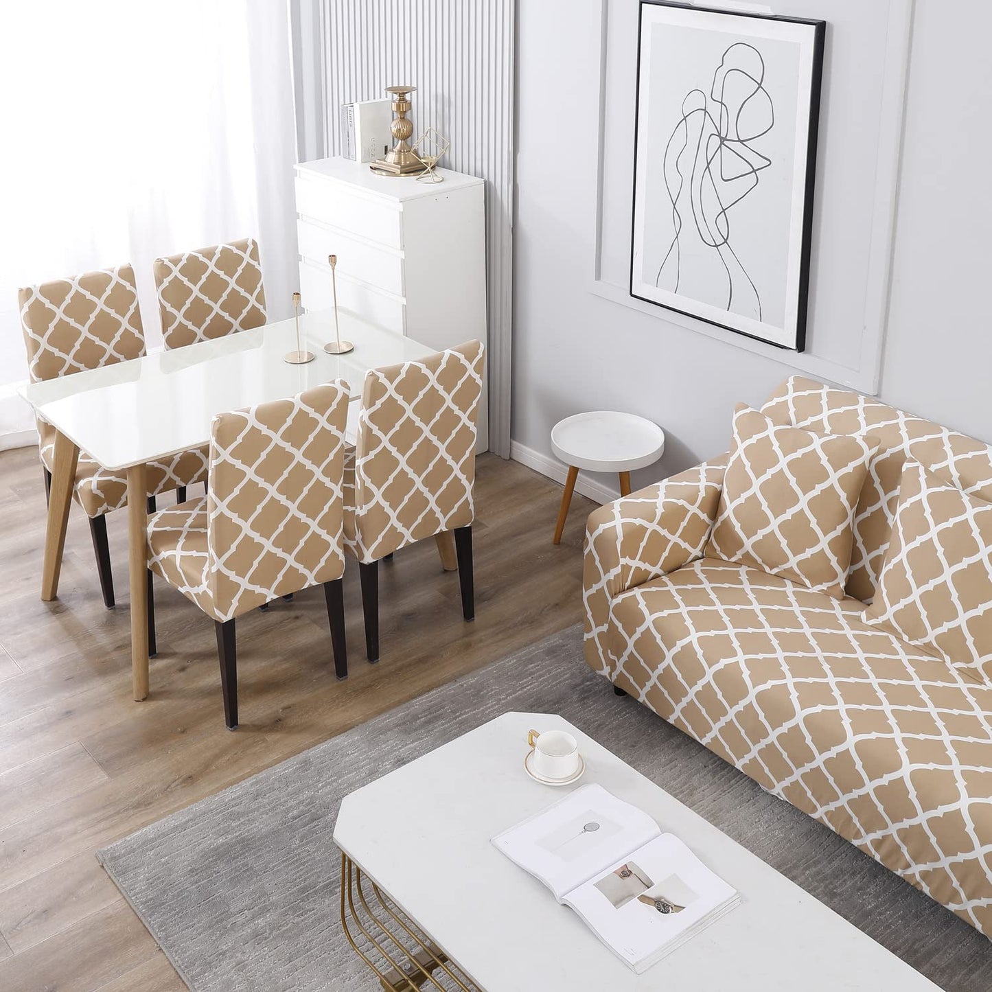 Buy washable sofa covers online in Dombivli & across India – available for 3-seater, 5-seater & L-shape sofas in multiple colors like grey, blue, beige, brown & floral prints – Super Furnishing