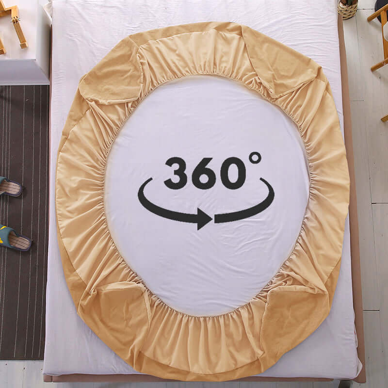 Waterproof Mattress Protector with 360 Degree Elastic Strap, Luxury Terry (Beige, Available in 16 Sizes)