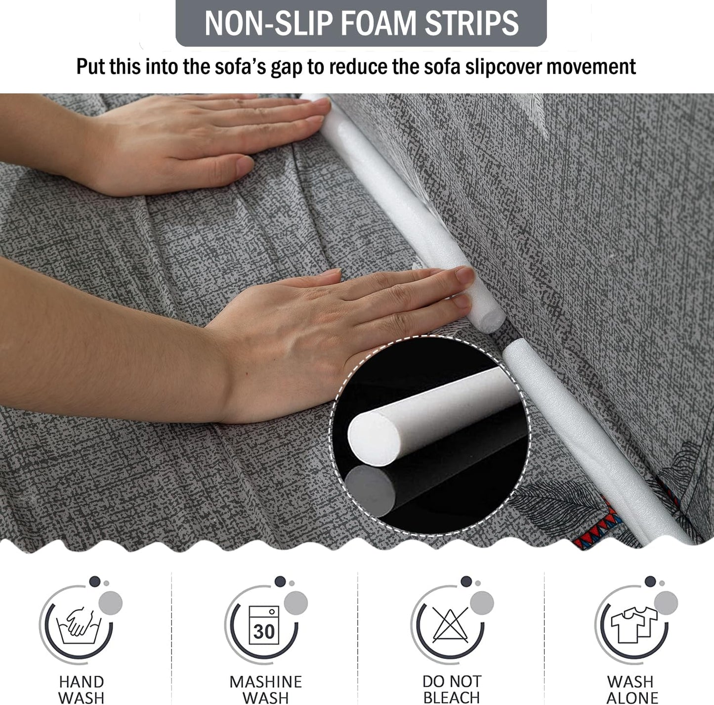 L Shape Sofa Cover- Fern Grey - Luxury Quality Strechable & Dust-proof Sofa Cover