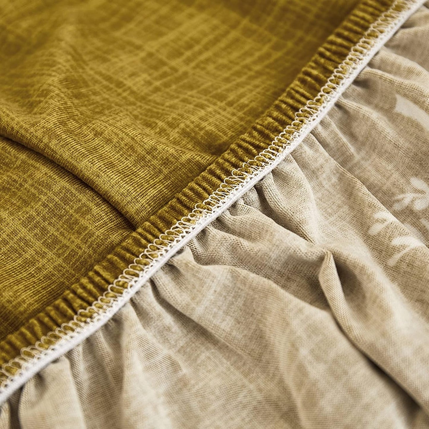 L Shape Sofa Cover - Mustard Leaf