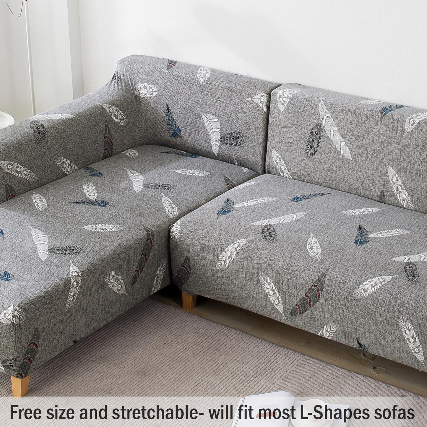 L Shape Sofa Cover- Fern Grey - Luxury Quality Strechable & Dust-proof Sofa Cover