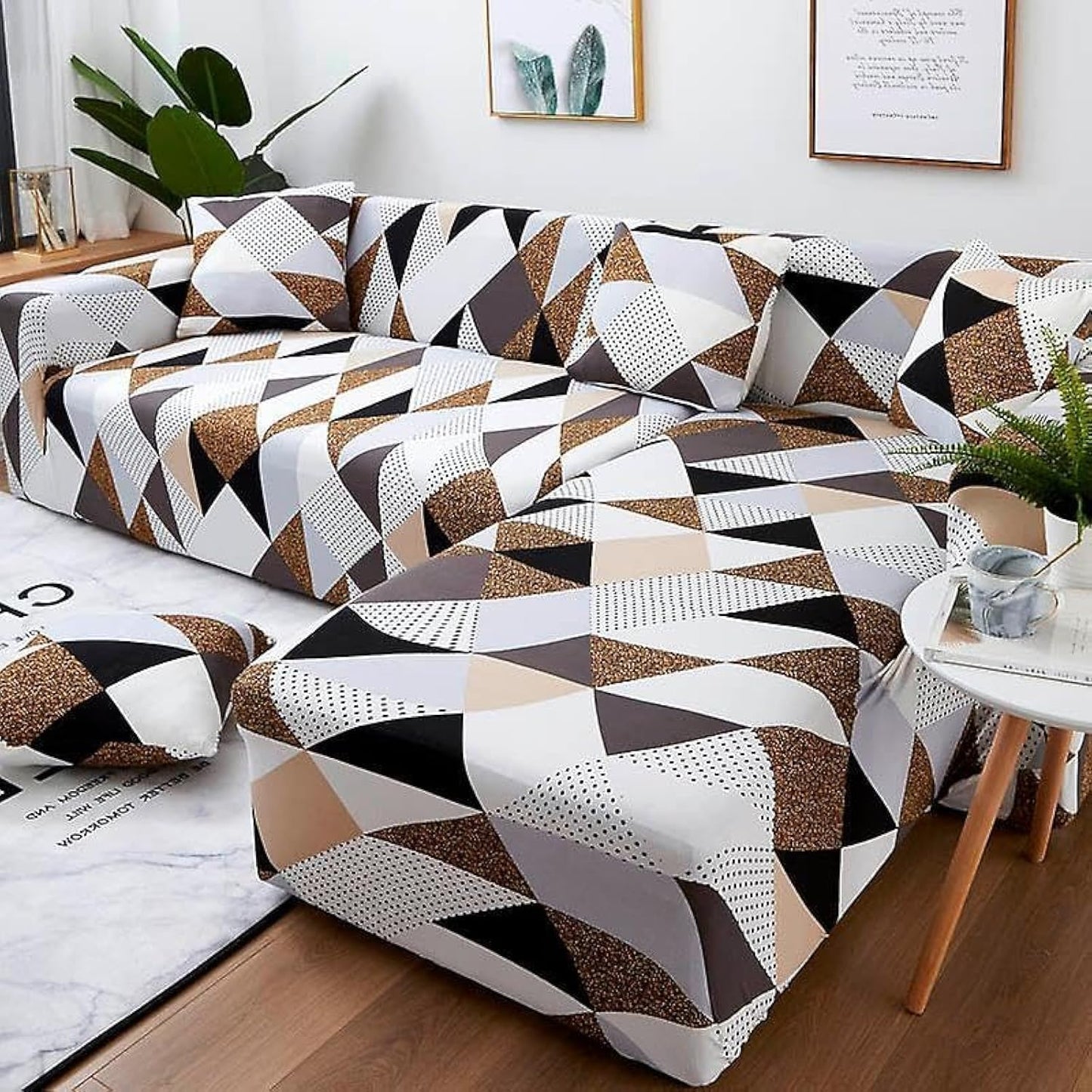 Brown Prism - Luxury Quality Strechable & Dust-proof Sofa Cover
