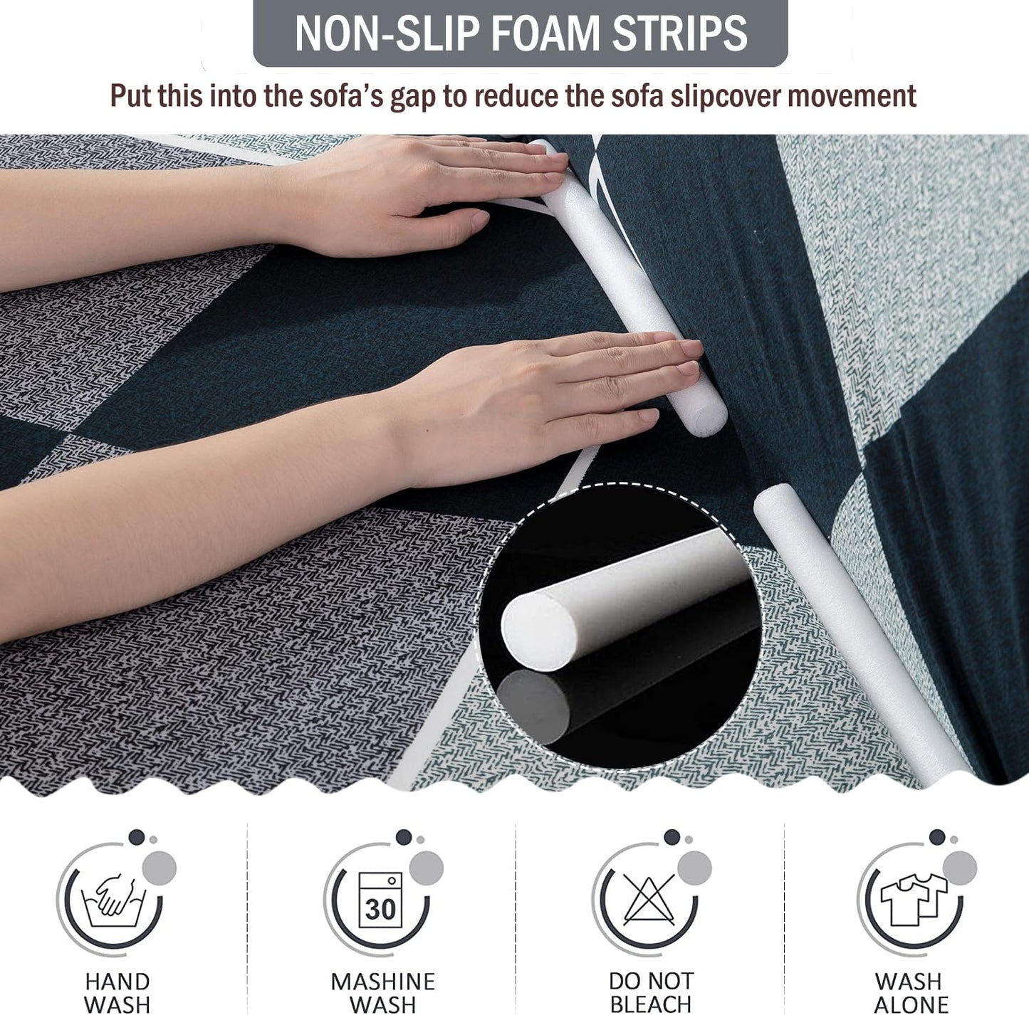 L Shape Sofa Cover-Checkerplaid Blue- Luxury Quality Strechable & Dust-proof Sofa Cover