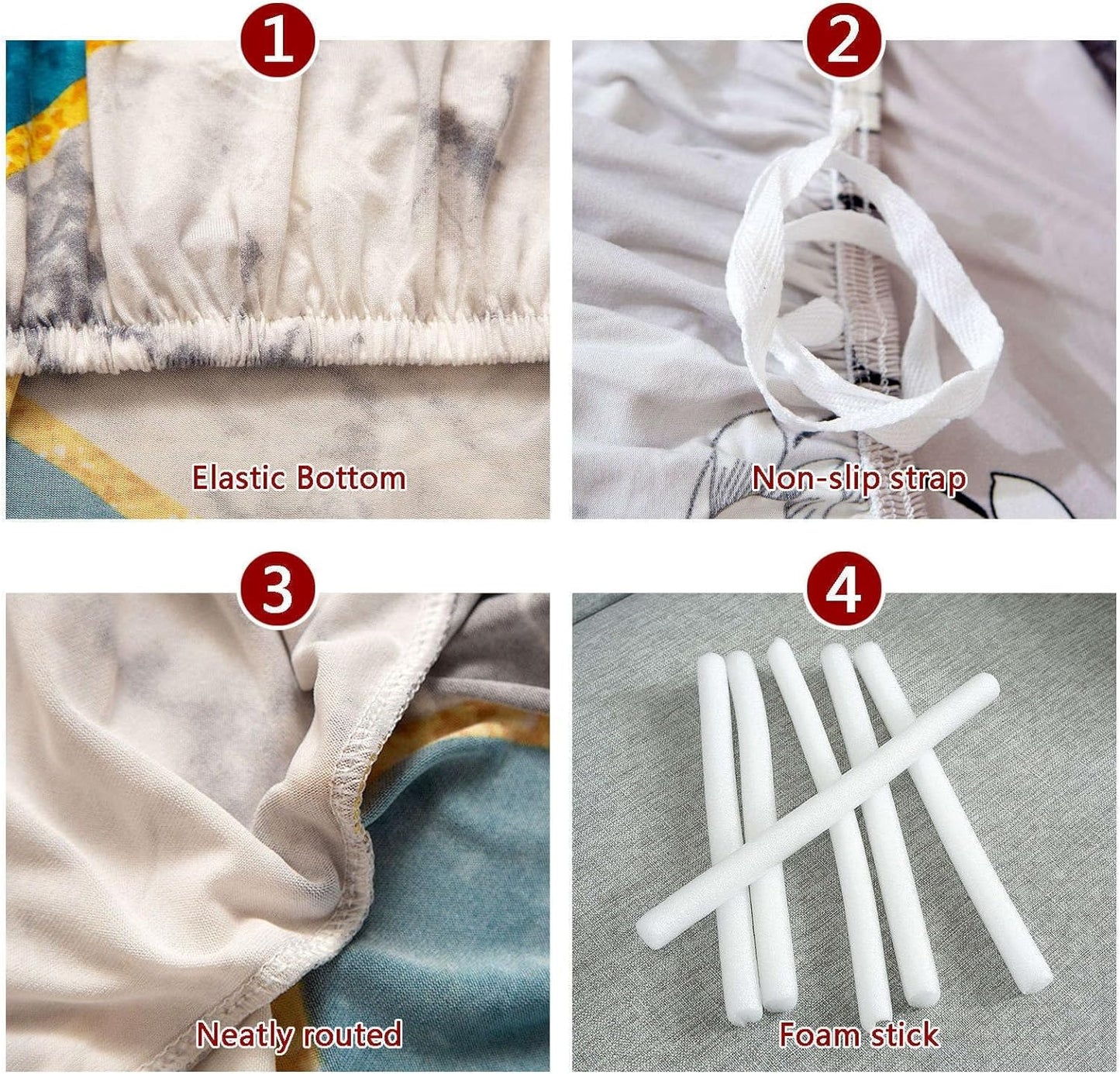 GEOMETRIC CREAM - Luxury Quality Strechable & Dust-proof Sofa Cover